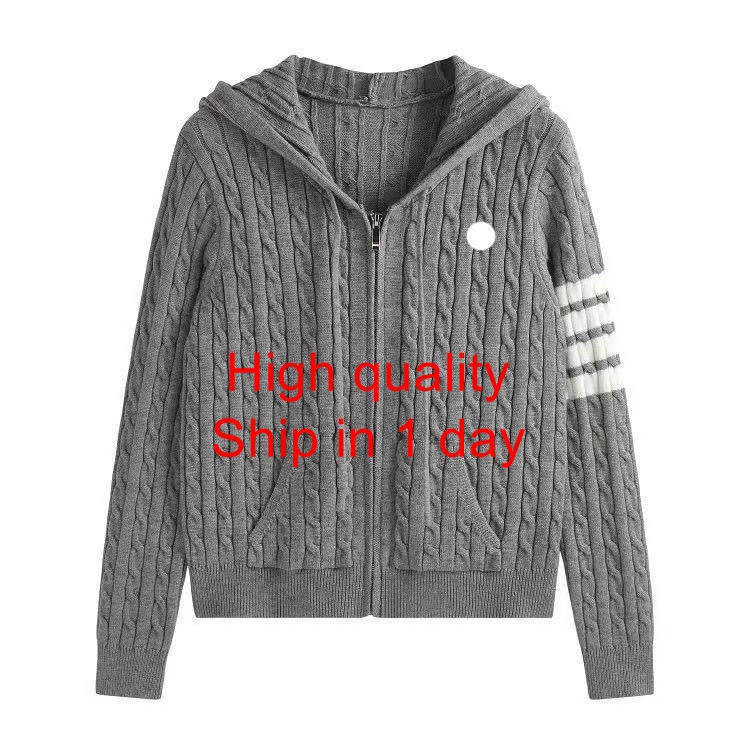 Mens Sweater Wool Designer Arm 4 White Line Cardigan Jacket Bodywarm Teenager Full Zipper Mens Casual Uomo Women Sportswear Hoodies Sweatershirt Wit