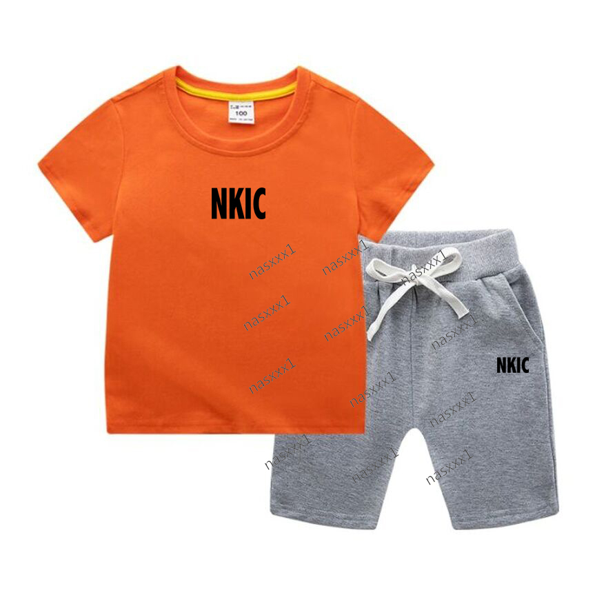 Vêtements d'été pour garçons, survêtement de marque imprimé, mode enfants, ensemble 2 pièces, tenues décontractées, T-shirt et Short à manches co