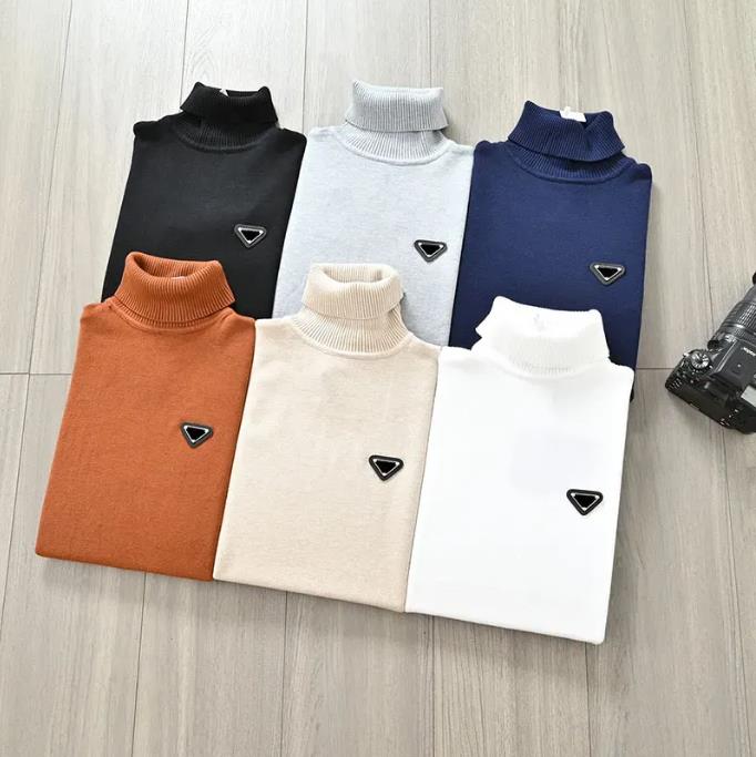 Men Designer sweater Brands Knitted men pullover high neck sweaters PU Label mens pullover uomo half warm Women Hoodies Sportswear Dress Sweatershir