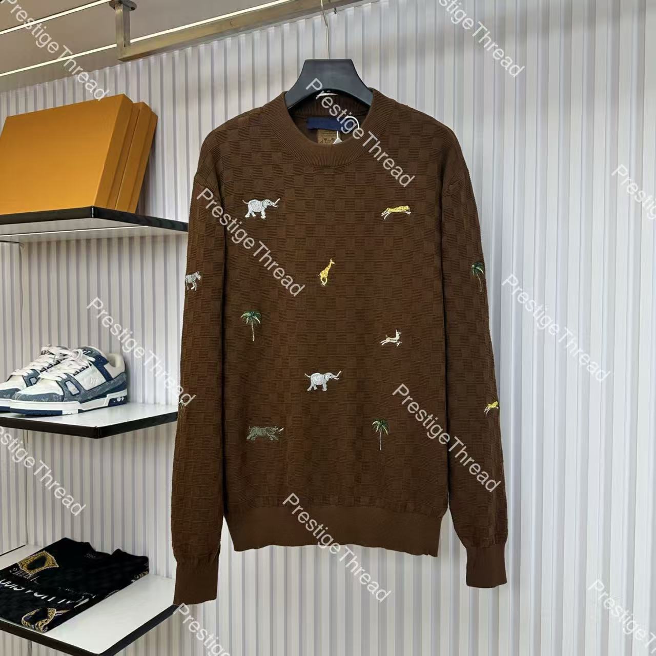 Animal Embroidery Crew Neck Sweater Designer Men's Sweaters Early Spring New Embroidered Knit Sweater