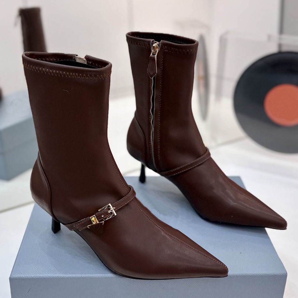 Womens Boot Luxury Designer White Leather Ankle High Heel Stiletto Buckle Strap Formal Fashion Dress Footwear Quality Comfort Modern Stylish Trendy