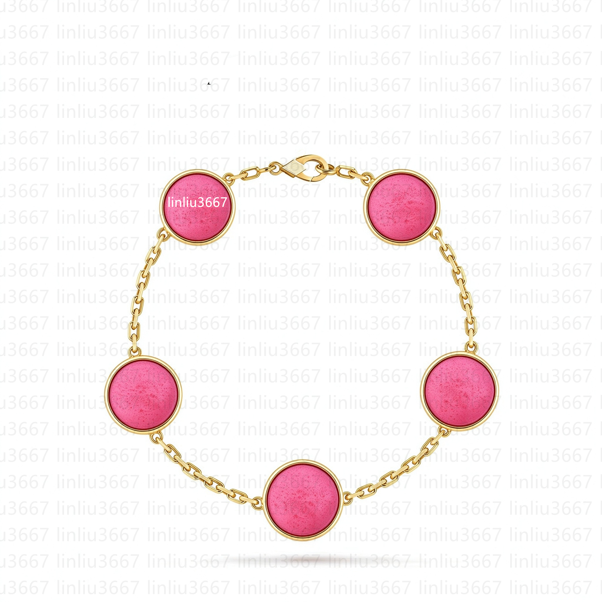 Bracelet en or émaillé rose de nouvelle couleur 11g plaqué 24 carats avec boîte V-Gold Bracelet de créateur en calcédoine naturelle pour femme ca