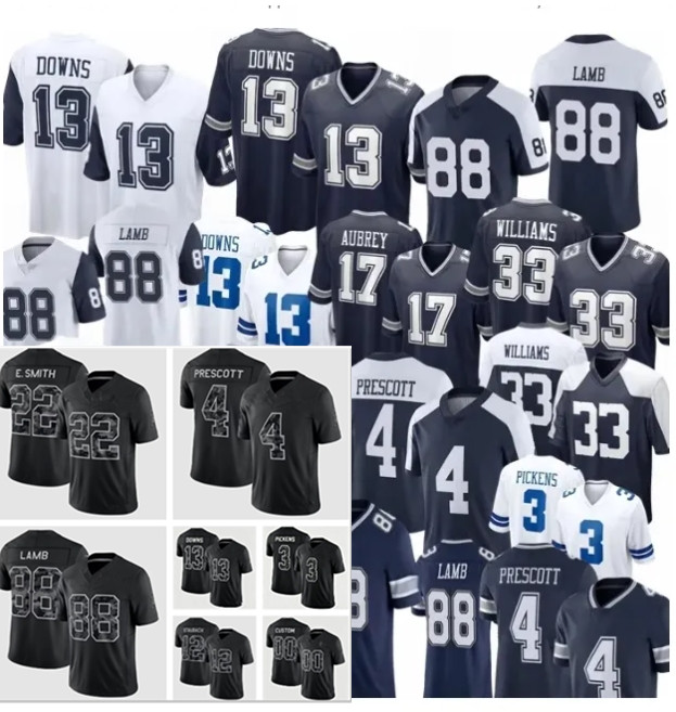 13 Caleb Downs CeeDee Lamb George Pickens Football Jersey Dak Prescott Brandon Aubrey Emmitt Smith Jaydon Blue Javonte Williams Overshown Quinnen Wi