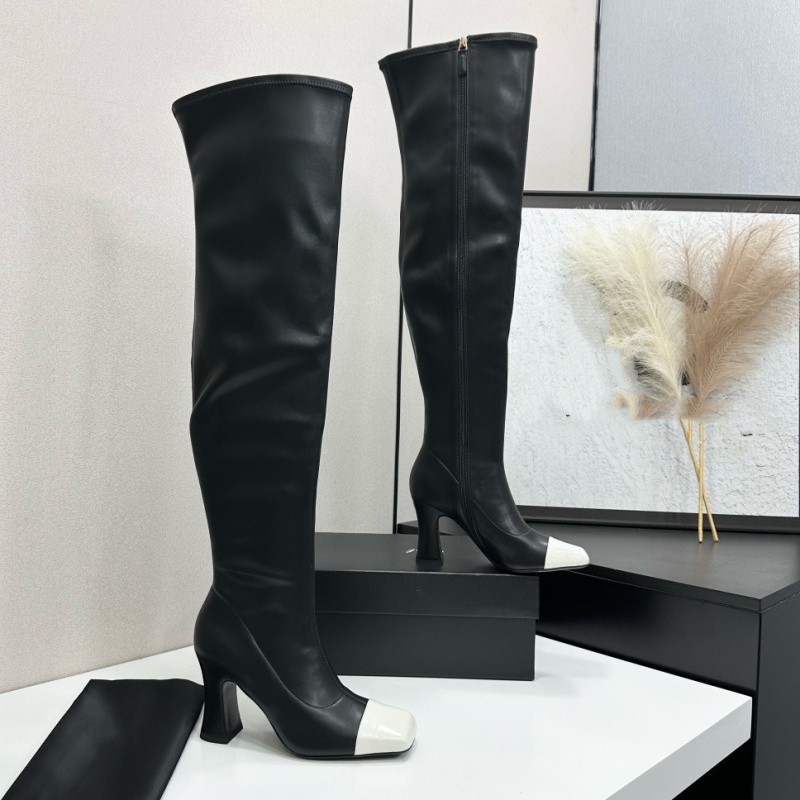 Over Knee Boot Luxury Designer Womens New Black White Pink Leather Patent Square Toe High Heel Fashion Dress Footwear Quality Comfort Modern Stylish