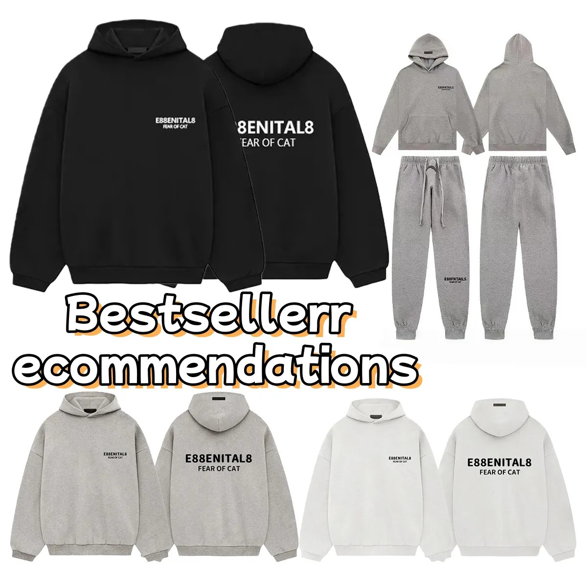 2027 NEW essential fearity of good Hoodie Designer essentials Hoodie man essential Hoodies Sweatshirt Mens Breathable Black Letter Printed Long Slee