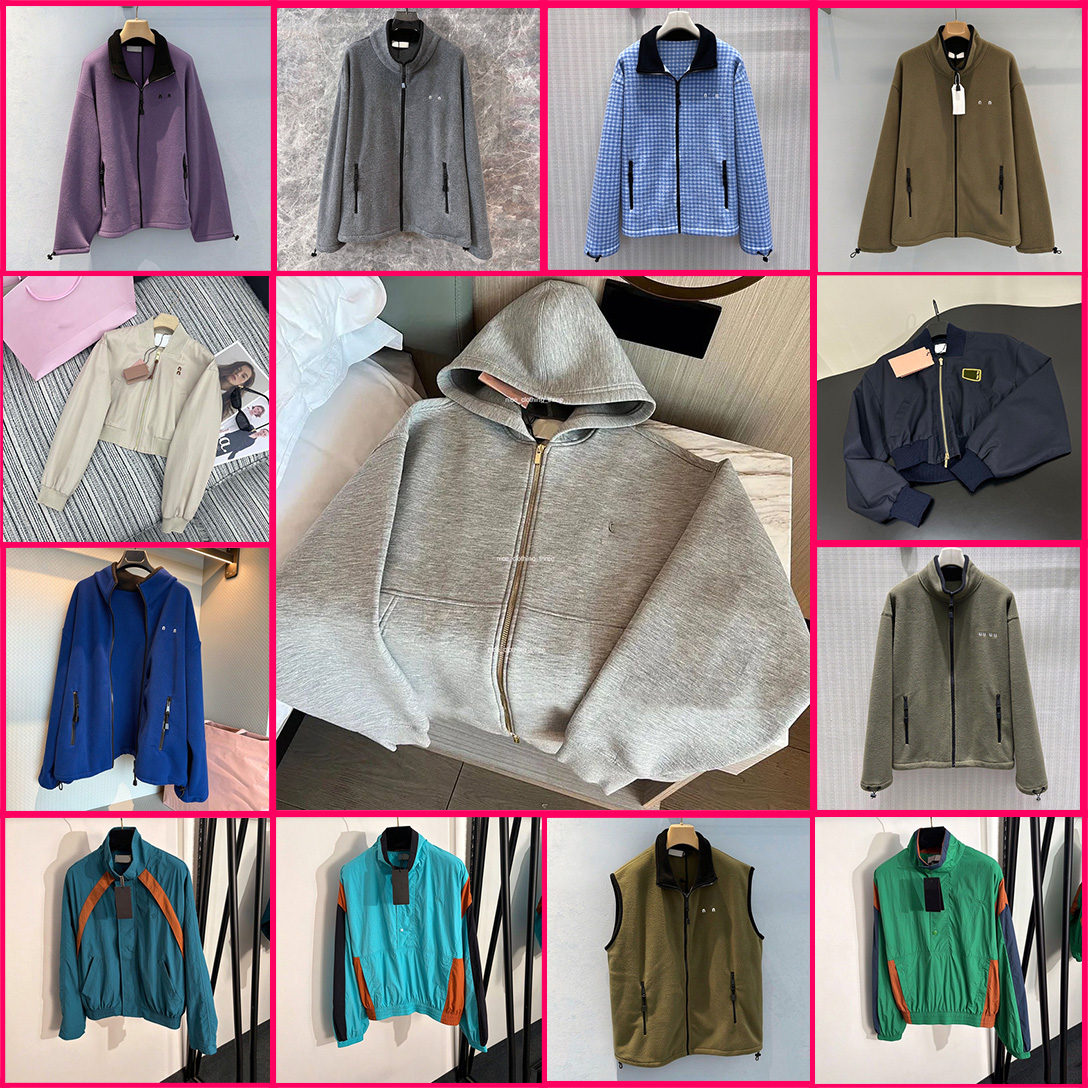 Sweats à capuche zippés à capuche Femmes Miuy Miuy Veste à capuche Zipper Gris Ensemble Pull Designer Automne Printemps Sweat-shirt à manches lon
