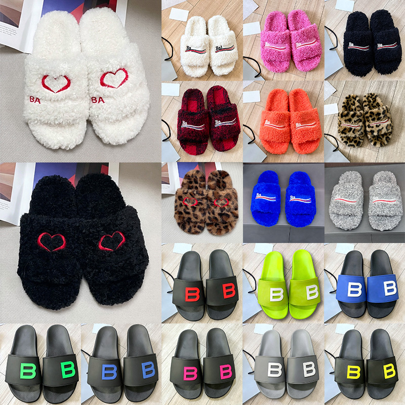 designer fur paris slides slippers sandals luxury furry clogs heels sliders flip flop men women black white red pink beige furs sandal beach pool sl