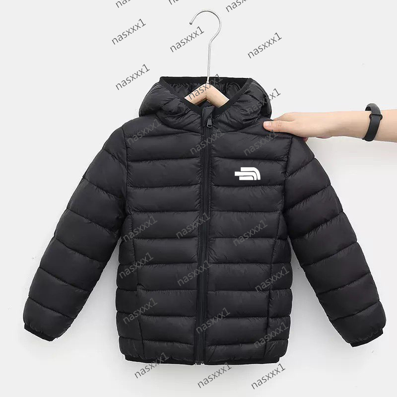 Autumn Girls Black Down Jackets Boys Fashion Warm Thin Coats Spring Children Clothes Big Kids Casual Hooded Zipper Outerwear 2-15 Years