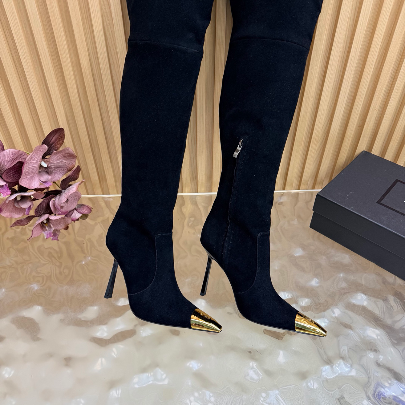 Long Boot Luxury Designer Womens White Brown Leather Ballet Flat Round Toe Lace Bow Fashion Dress Footwear Quality Comfort Stylish Trendy Winter Out