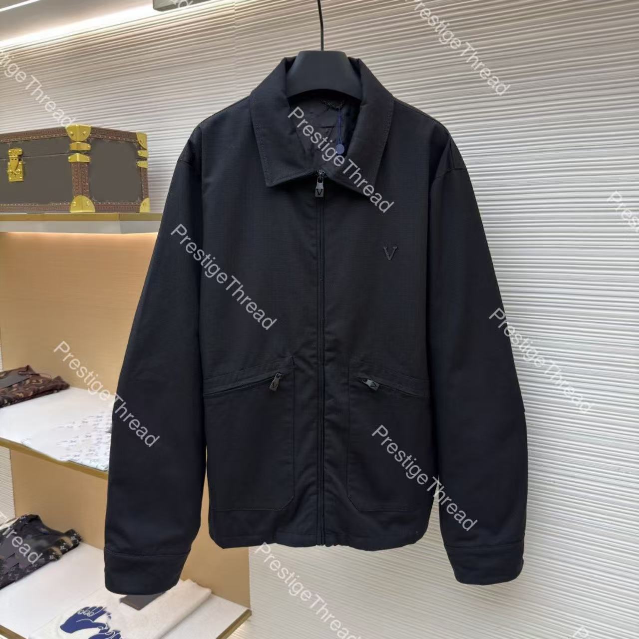High-quality designer men's jackets with jacquard logo work jacket, 26 new style zip-up collared coat