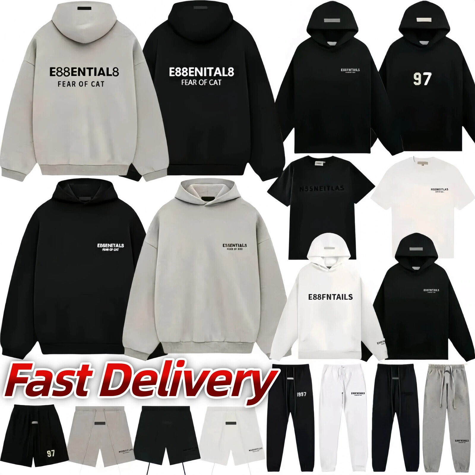 2027 NEW essential fearity of good Hoodie Designer essentials Hoodie man essential Hoodies Sweatshirt Mens Breathable Black Letter Printed Long Slee