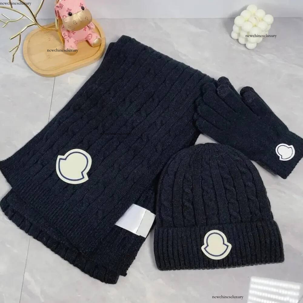 Écharpe de luxe en laine tricotée, ensemble de chapeaux, mode chaude d'hiver pour hommes et femmes, accessoires en mélange de cachemire