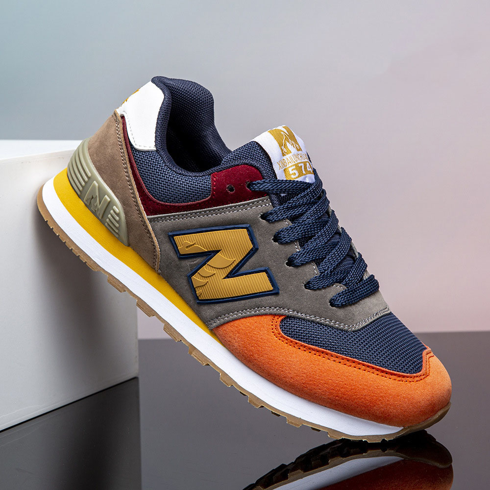 Durable Mens Autumn New Trendy Retro Sneakers Breathable Versatile Color Block Casual Walking Shoes