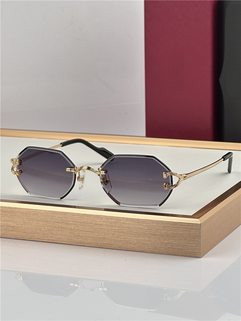 New fashion design octagonal sunglasses 0558 rimless cut lens metal temples simple and popular style high-end outdoor UV400 protection eyewear