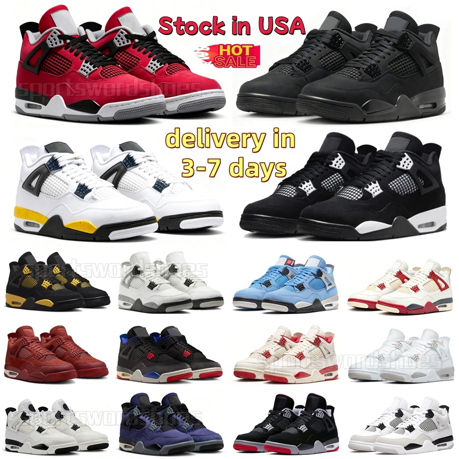 Designer Mens Black Cat 4s Basketball Shoes Toro Bravo 4 Sneakers White Cement Bred Thunder Pine Green Midnight Navy University Blue Sports Women Tr