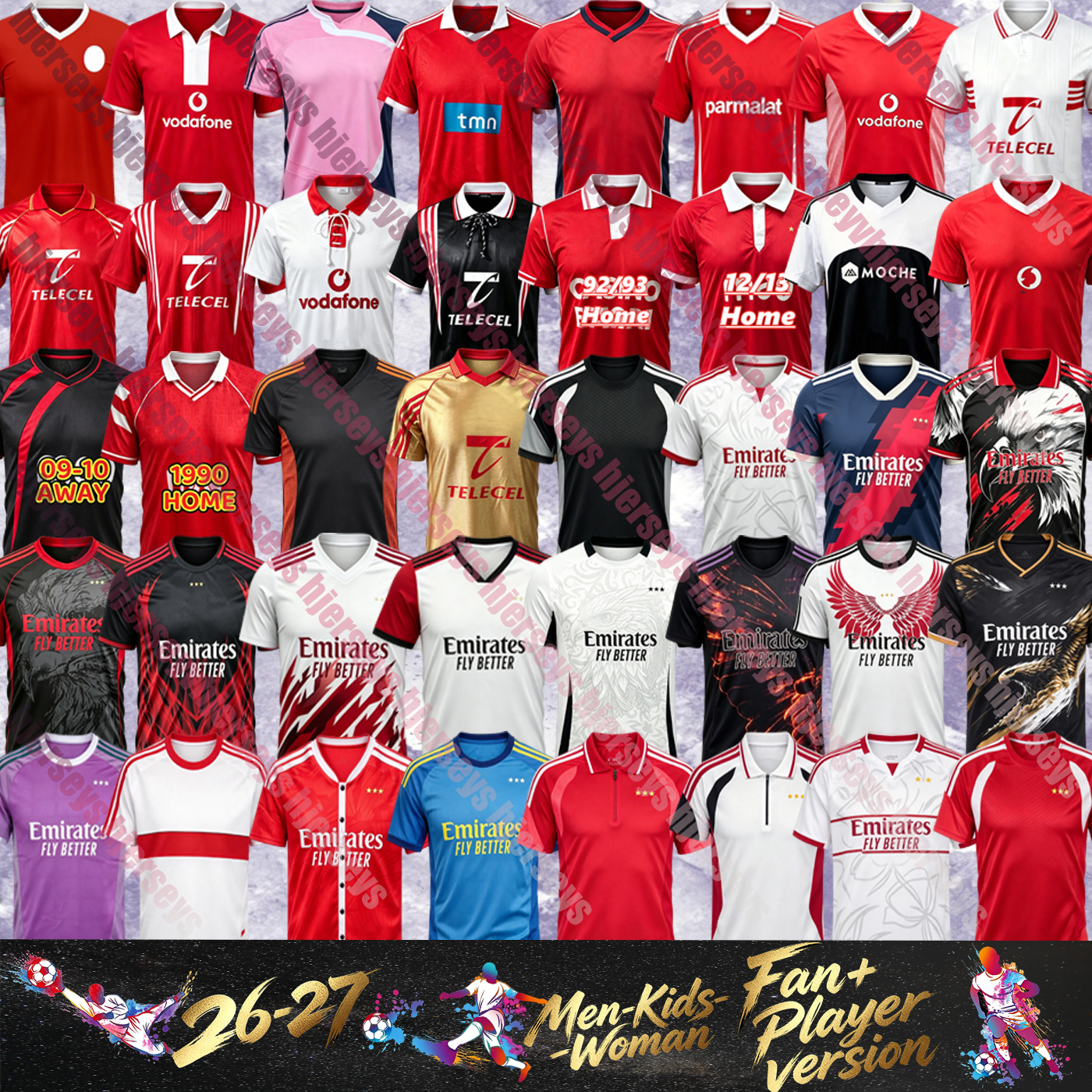 25 26 BenficaS jersey Retro home away soccer jerseys 1975 04 05 09 10 13 14 94 classic vintage 61 74 75 94 95 Fan Player version 2025 2026 WHITE