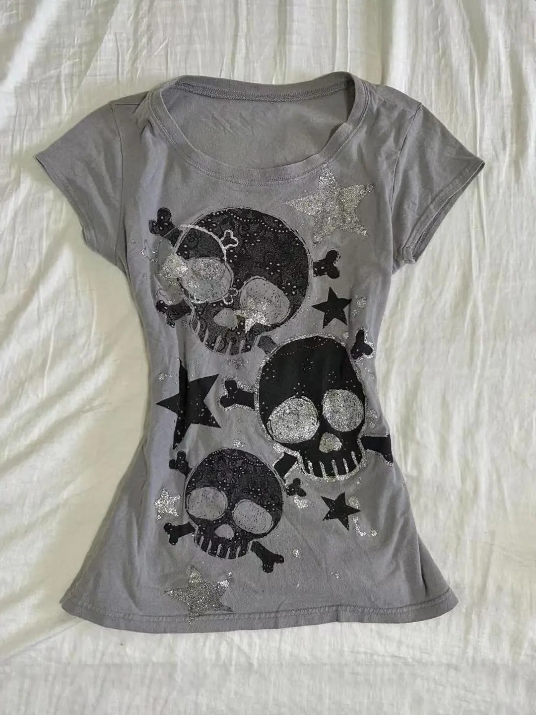 Women T-Shirt Japanese Y2k Womens Tees 2000S Tie Clothes Tops Star Skull Graphic Print Shirts Goth ladies Emo Punk Aesthetics Chic T Shirt Tee