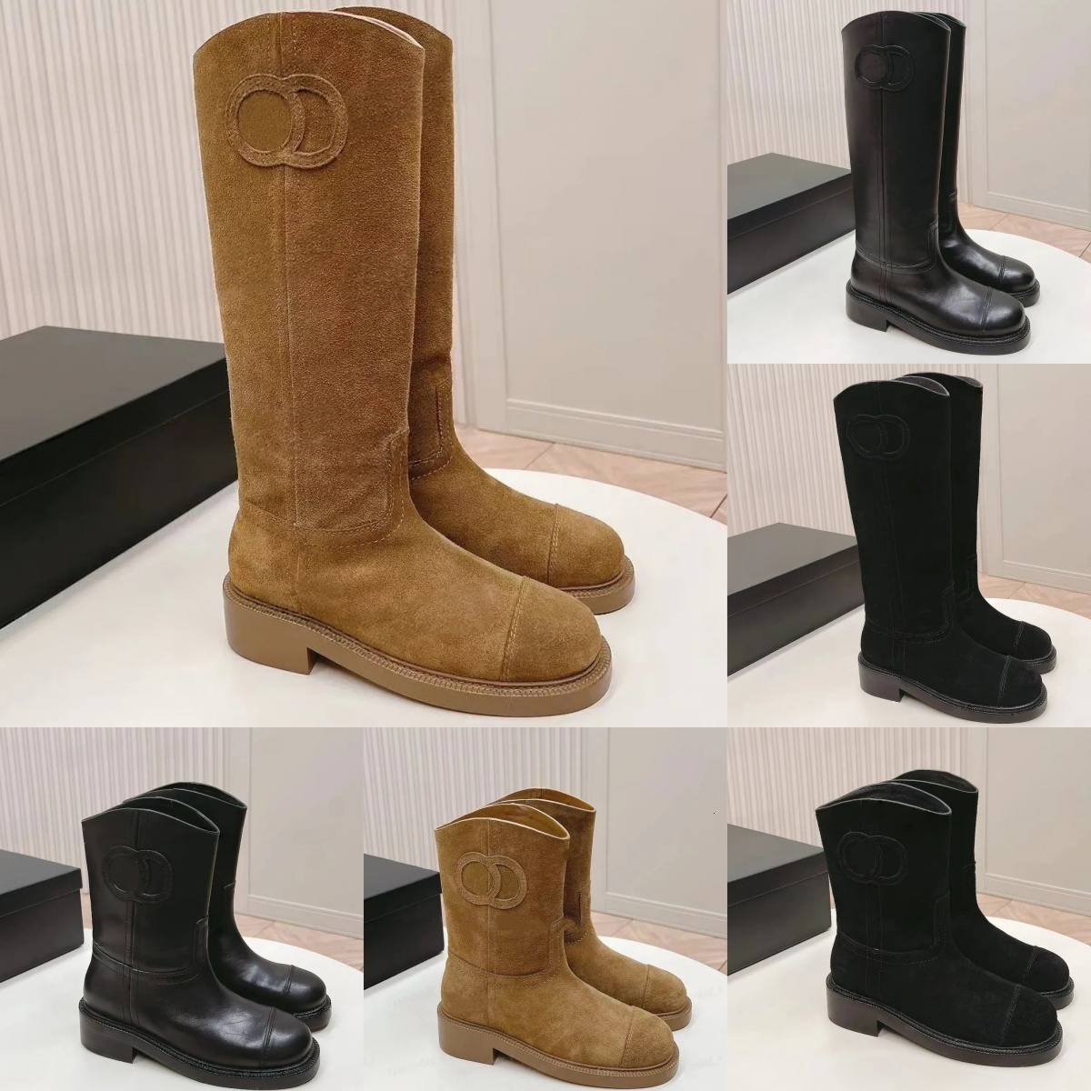 Suede Leather Knee High Boots Women Chunky Block Heel Western Riding Boots Multi Colors