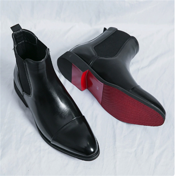 Chelsea Boots New Red Bottom Square Men Dress Shoes Business Designer Botas Autumn Winter Men Ankle Boot Size 38-46