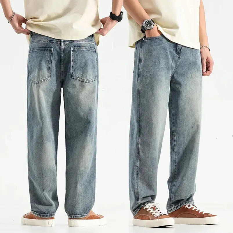 Men Jeans Wide Leg Jeans Men Baggy Pants Oversize Loose Fit Light Blue Streetwear Mens Clothing Denim Casual Male trousers Trousers Denim Pants 0b0