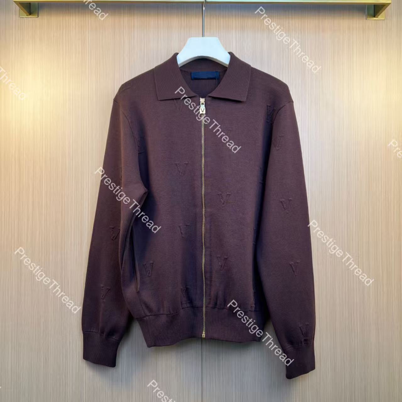 Autumn and Winter New Embossed Letter Logo Polo Knit Designer Men's Jackets