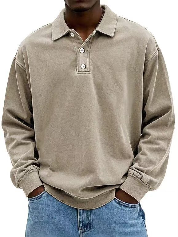 2026 New Men's Cross-Border Independent Station Casual Versatile Long-Sleeve Button-Up Polo Shirt For Men 9f4a