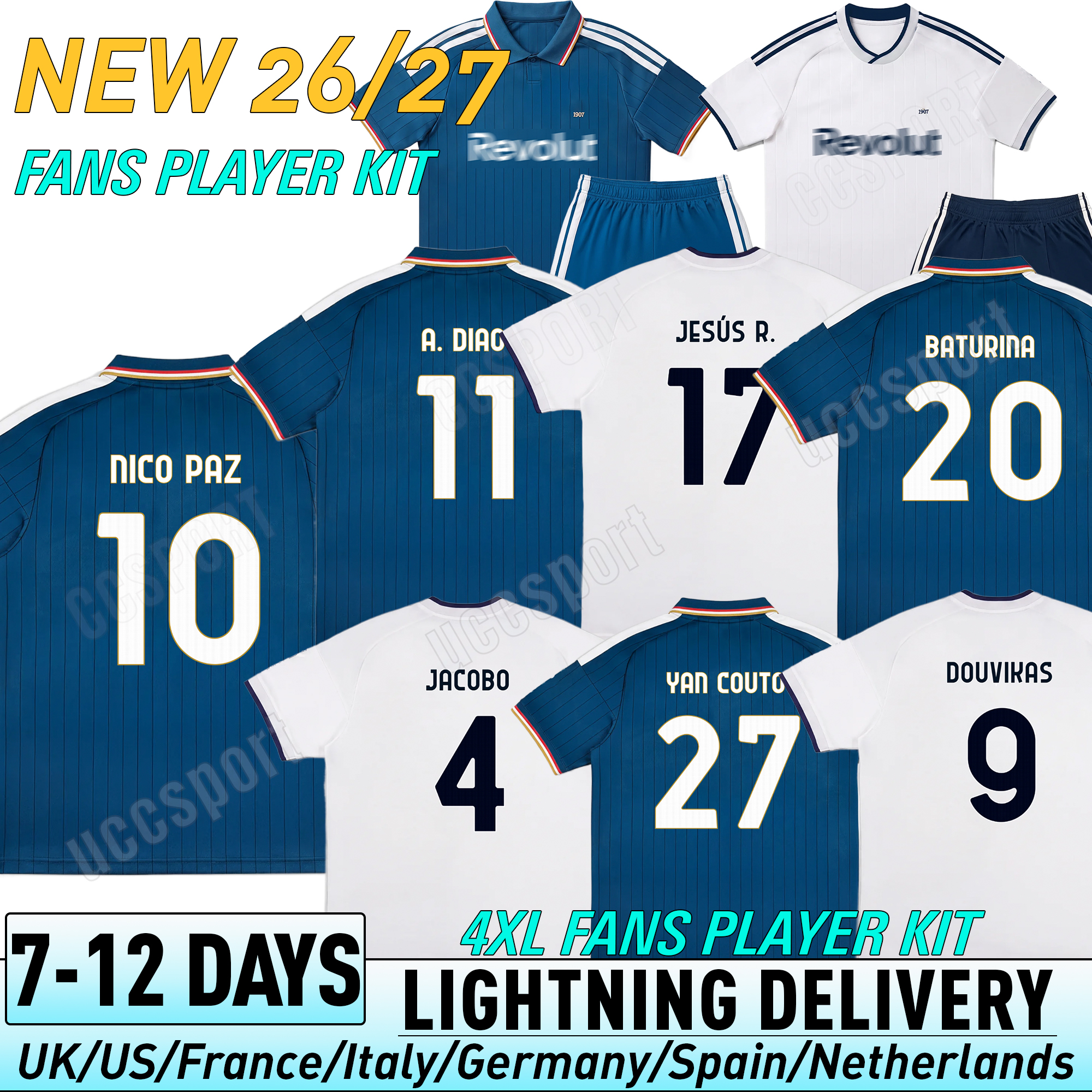 26 27 Como Soccer Jerseys 2025 2026 2027 NICO PAZ BATURINA PERRONE VERDI BASELLI Moise Kean Fourth Special Men Kids football Jersey shirts Kit Home