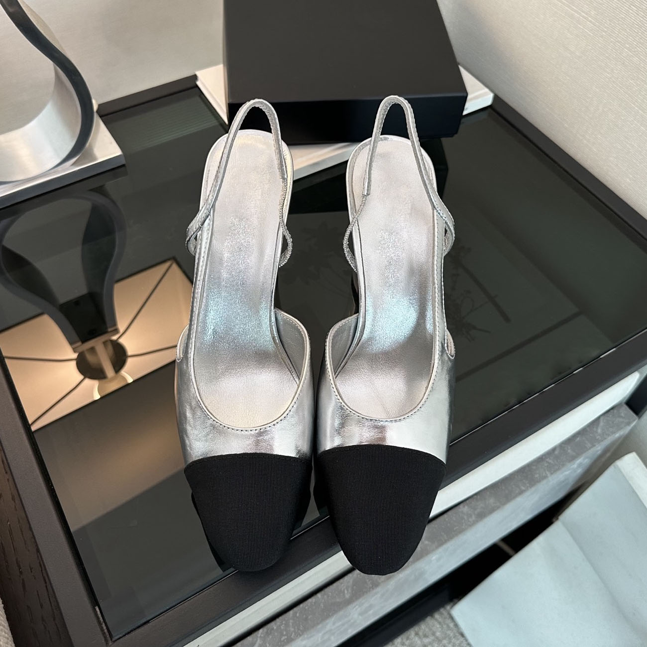 Women Slingback Pumps New Arrival Two Tone Square Toe Sandals, Genuine Leather Luxury Dress Shoes, Elegant Footwear for Commute Party Daily Wear