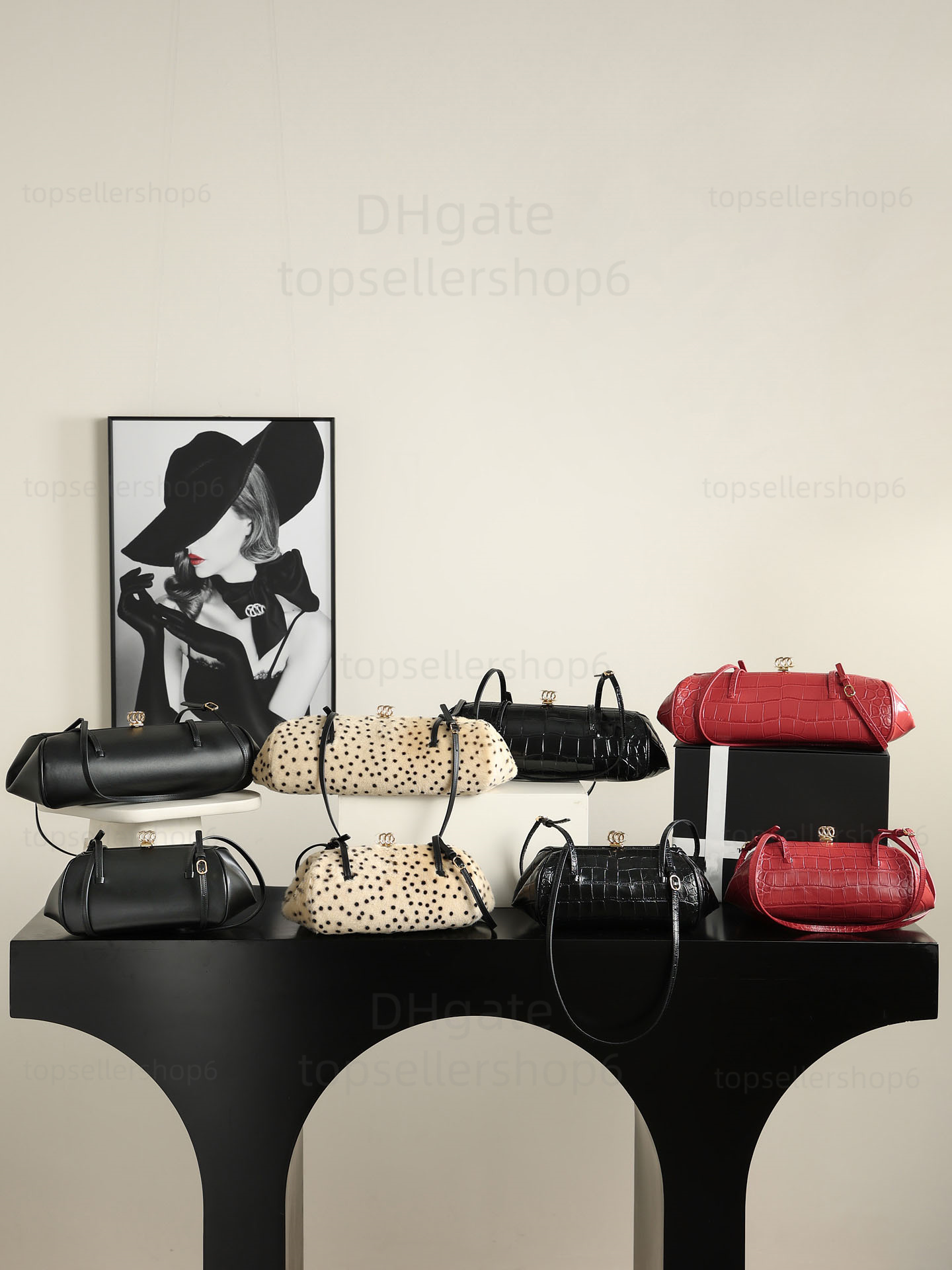 Designer women Metiers d art Small Bowling Bag Shoulder Bag Pony Hair Dots Crocodile-embossed patent calfskin handbag bag purse 10A top end quality