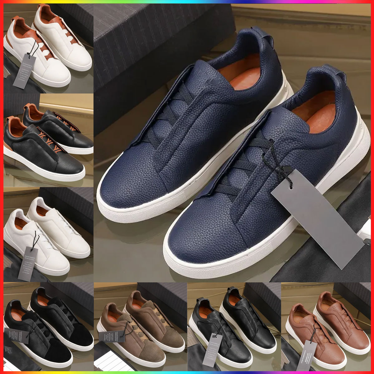2026 Designer Shoes Men Sneakers Luxury Suede Cowhide Leather Casual Flat Trainers Outdoor Golf Shoes Breathable Durable Multi Sizes Color Option Si