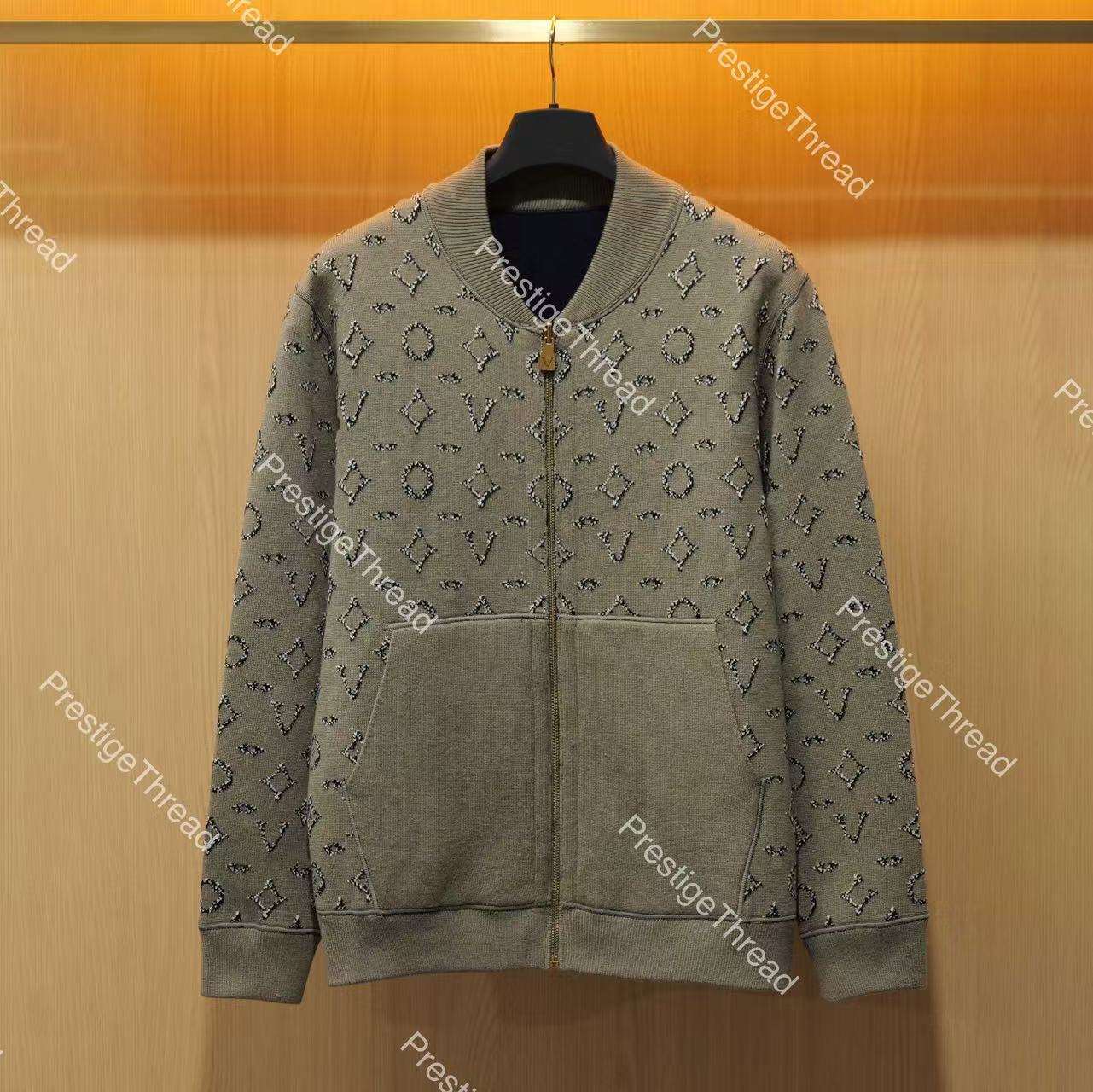 26FW letter badge embossed letters color-block jacquard knit designer Men's Jackets double-sided design