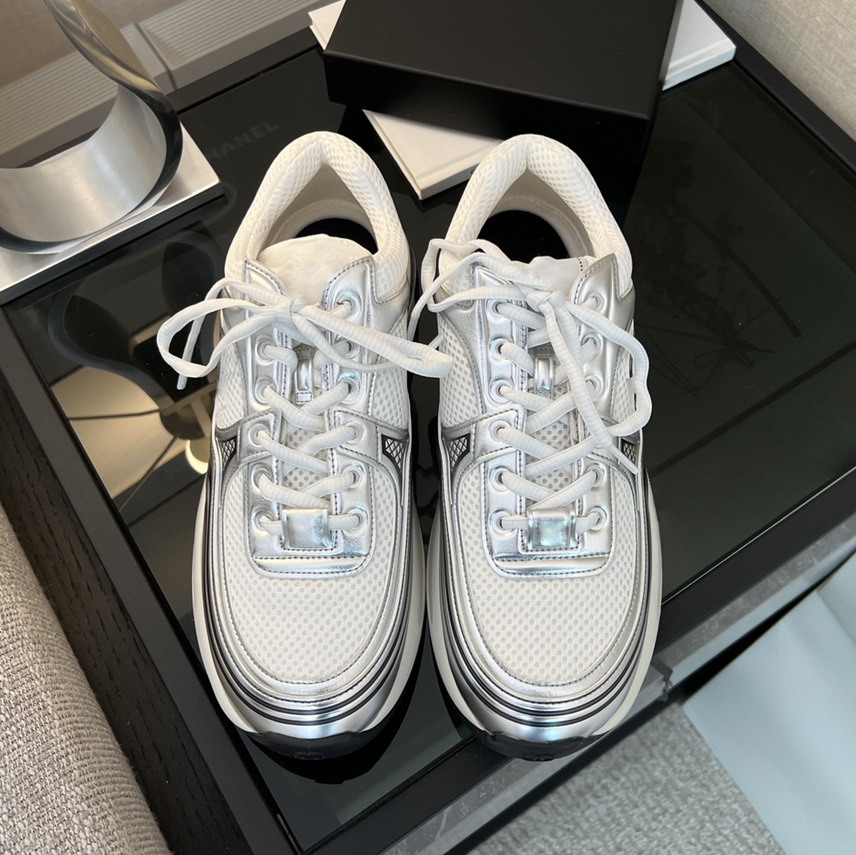Women Metallic Mesh Platform Sneakers, Layered Panel Lace Up Sport Shoes, Chunky Retro Athletic Trainers, Fashion Casual Footwear for Street Daily W
