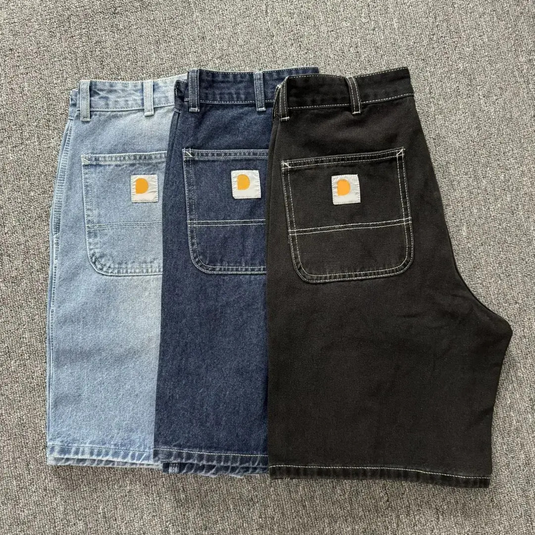 trousers Men Jeans Men's Patchwork Denim High Street Designer Jeans Color Contrast Leg Print Wornout Casual Summer Shorts Denim Pants