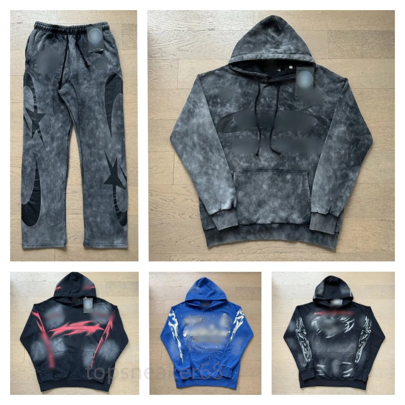 Felpa con cappuccio con zip da uomo di design per uomo donna Tute da inferno Pantaloni da tuta sportiva Pullover Felpe con graffiti di strada vintag