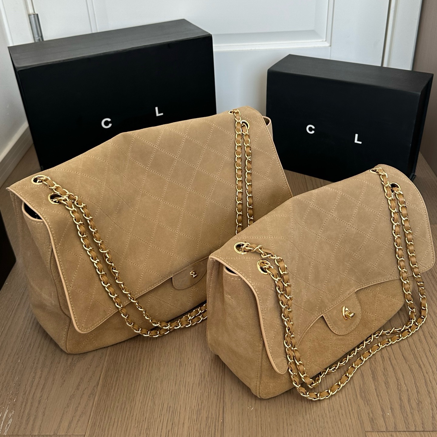 Suede maxi flap bag cc bag 26S CF suede brown flap shoulder bag cowhide airport tote bag top quality leopard luxury bag sac designer bags for women