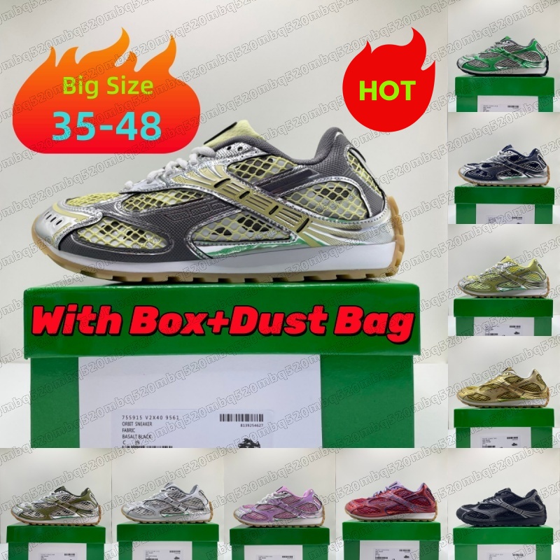 Designer Sneakers Mesh Nylon Fabric Men Women Orbit Sneaker Breathable Leather Mesh Matching Lace Up Casual Thick Soled Mixed Color Running Trainers