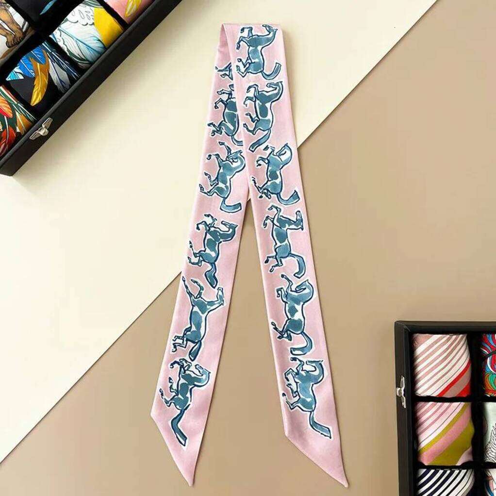 2026 New 100% Silk21 Colors Quality And High End Free Horse H Home Long Ribbon Arm Bag Handle M Twill Double Sided Hair Band Silk Scarf Designer