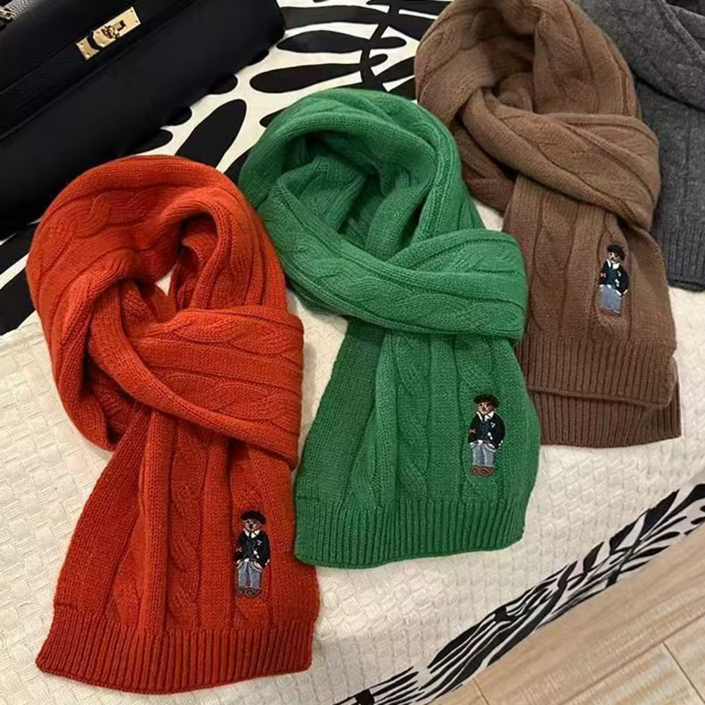 Scarves Wool 100% Scarf Embroidery Designer Scarf Twists Dough British Vintage Fashion Scarf For Men And Women Winter Warm Keep