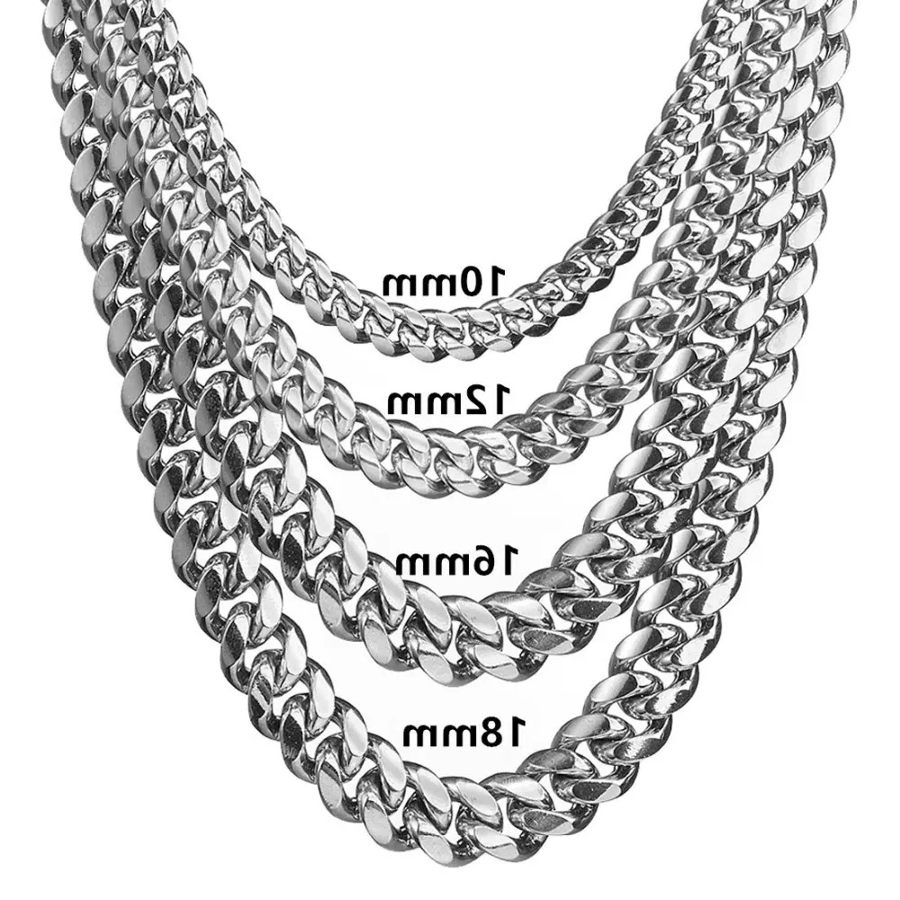 ain without pendant Chain Necklace 6 18Mm Stainless Steel Cuban Miami Chains Necklaces Big Heavy Silver Color Link Chain For Men Hiphop Rock Jewelry