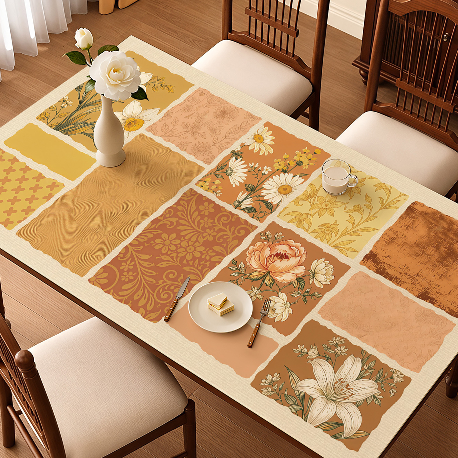 Nappe florale de style américain d'aspect haut de gamme et résistante à la chaleur