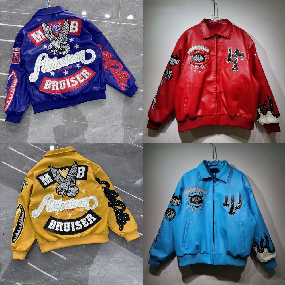 Pelle Leather Jacket High Quality Designer Diamond Encrusted Eagle Coat Wide ShpWindbreak Bomber 1978 Limited Edition Luxury Mens Casual Pelle Jacke