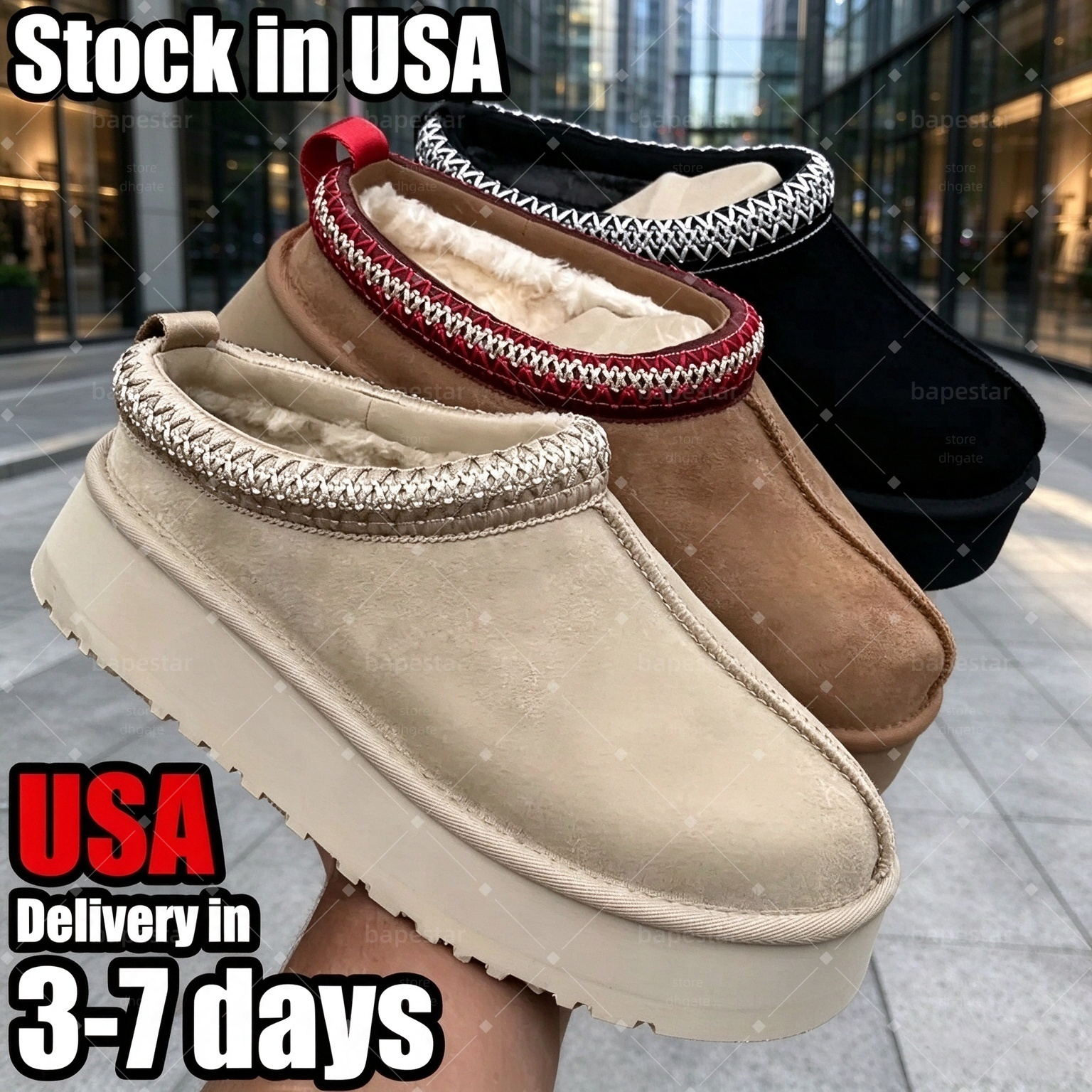 With Box Womens Tazz Tasman Slippers Classic Mini Boots Designer Goldenstar Evelina Clog Slippers Platform Clogs Hi Slides Men Chestnut Driftwood Ch