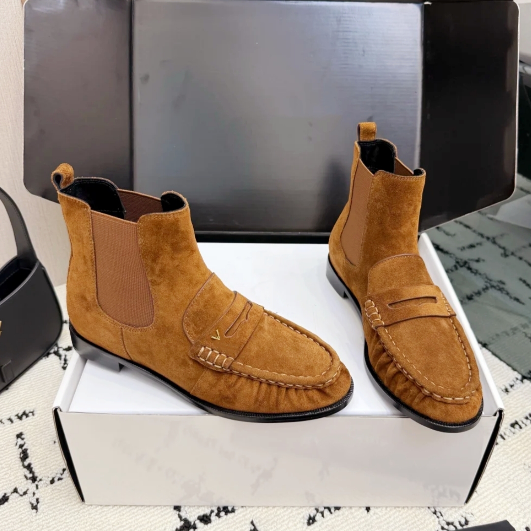 Stivaletti alla caviglia in pelle scamosciata moda le mocassino chelsea Stivaletti alla caviglia stivali firmati da donna Stivali da pioggia Abito f