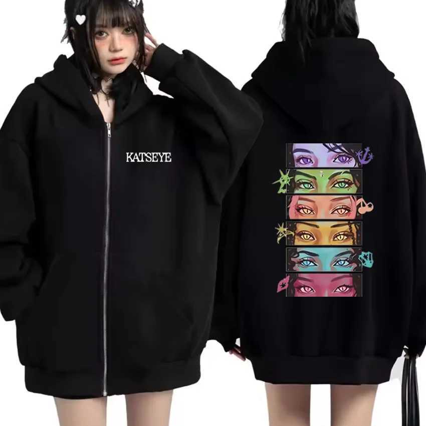 Mens Hoodies Sweatshirts Mens Sweaters Korean Group KATSEYE Printed Hoodie Men Womens fashion Manga Style Coat Zip Up JaCKet oversized hip hop Casua