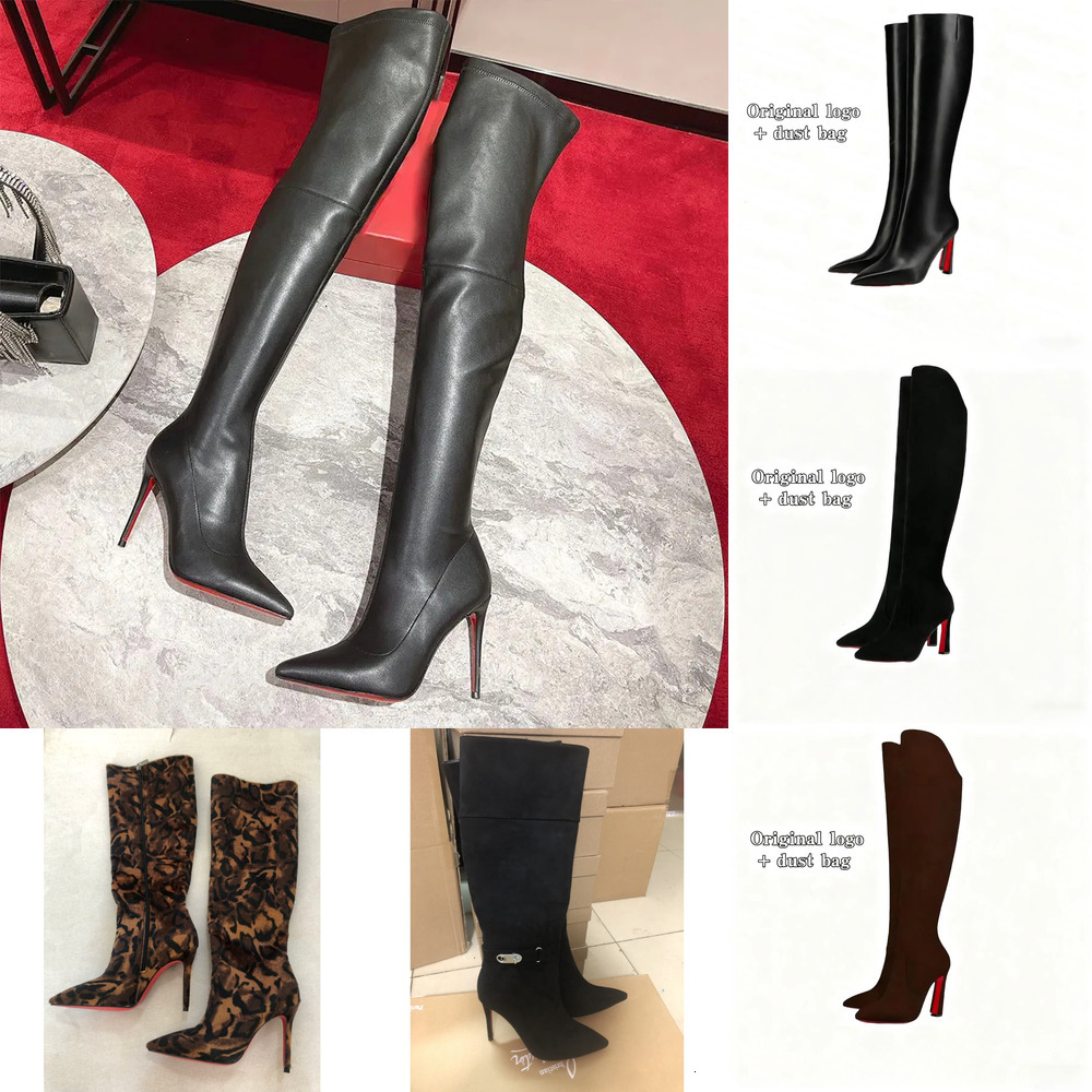red bd boots Over the Knee Women's Classic Fashion Casual Suede Brown Black Rivet heels designer boots Top designer ankle boots Over Knee, Sued