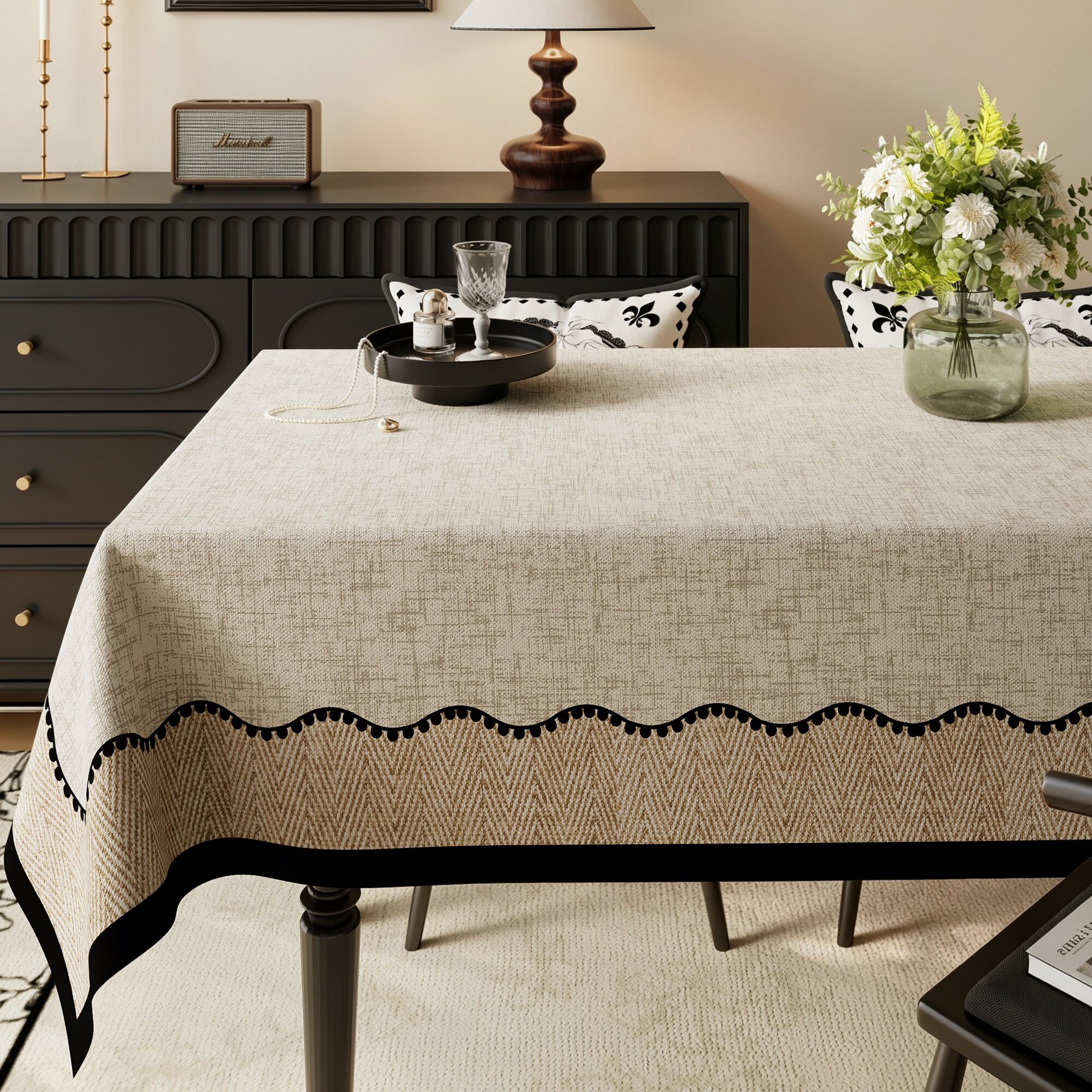 Waterproof, wash-free tablecloth, 2026 new style, light luxury, high-end vintage style, placemat, coffee table cloth.N2EL01