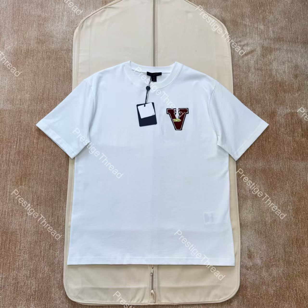 26fw Towel Embroidery Pattern Patch Designer Men's T-Shirts High-Quality Trendy Unisex Style