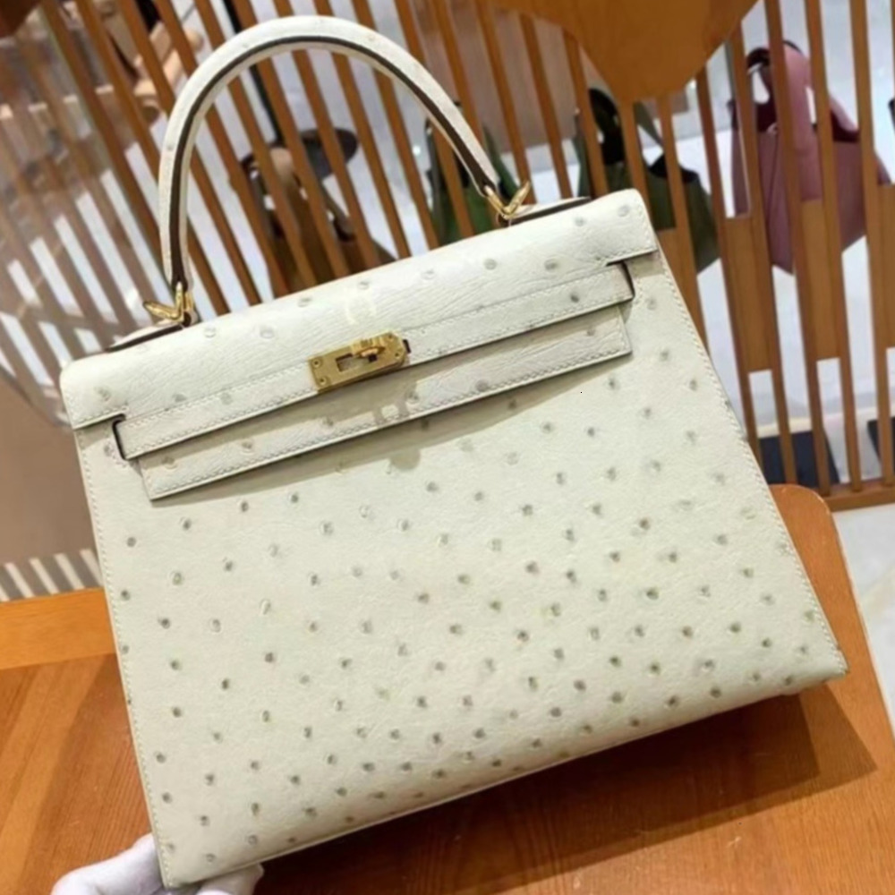 9A All handmade shoulder Designer handbag Ostrichs embossing Leather High Quality Handbag Wallet Handheld Shoulder keli bag Crossbody with lock and