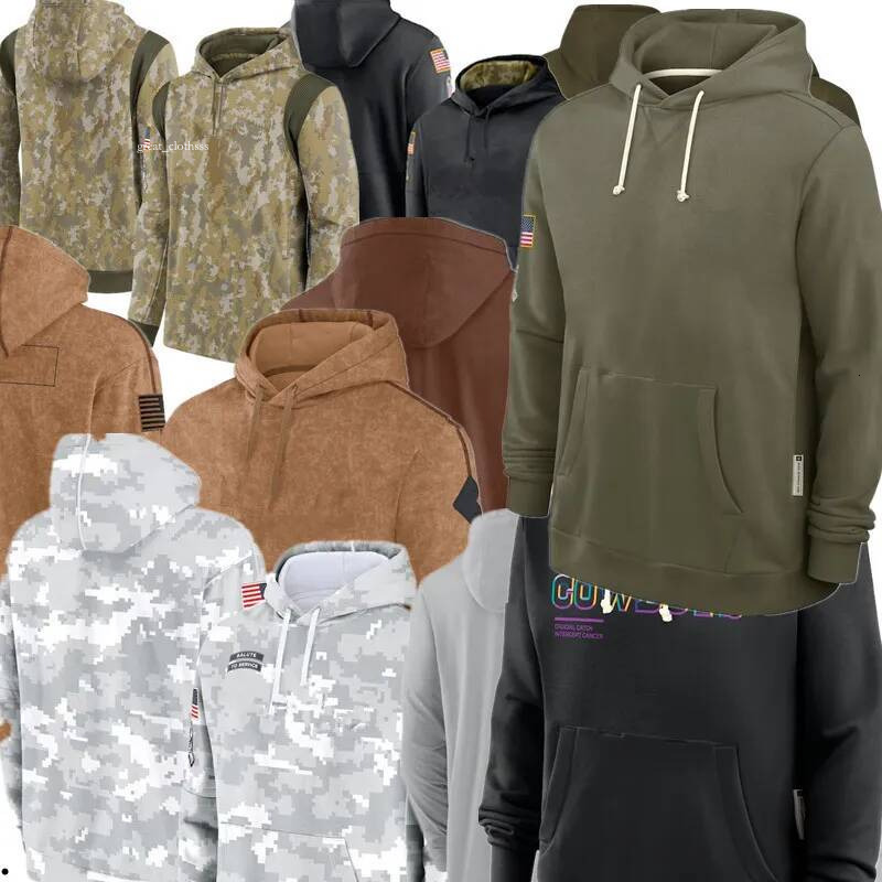 Olive Salute to Service Sideline Standard Issue Black 2025 Crucial Catch men women youth kids Gray Brown Custom Football Hoodie Jackets