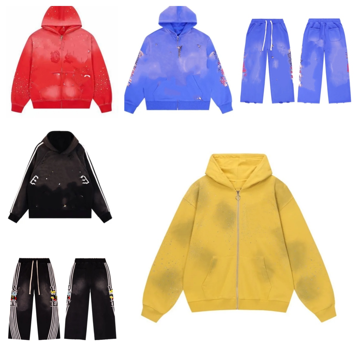 Designer mens jackets vaiiey dreams hoodie Sweatpants Cotton Tracksuits Zipper Sweatshirts Mens Y2k Retro Figure Print Loose coat Vintage Washed Den